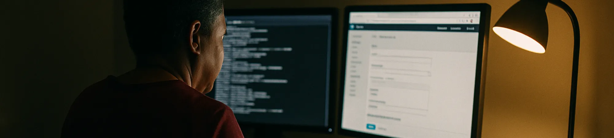 person working on a computer late at night