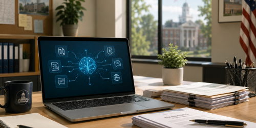 ai image on a computer screen in an office